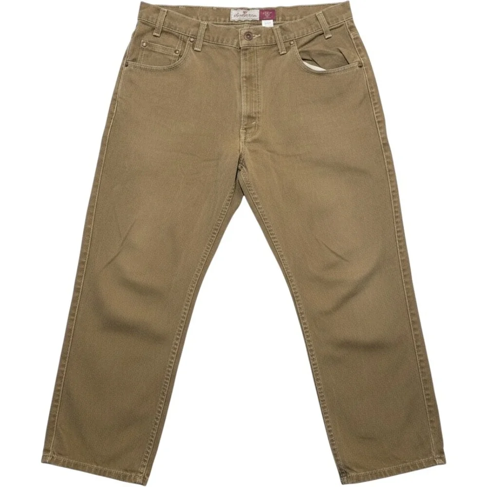 Levi Strauss Signature 545 Loose Fit Jeans Mens 38x29 Khaki Brown Made in USA